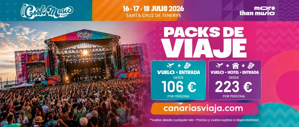 Packs de viaje Tenerife Cook Music Fest: vuelo + entrada desde 106 € y vuelo + hotel + entrada desde 223 € por persona en canariasviaja.com